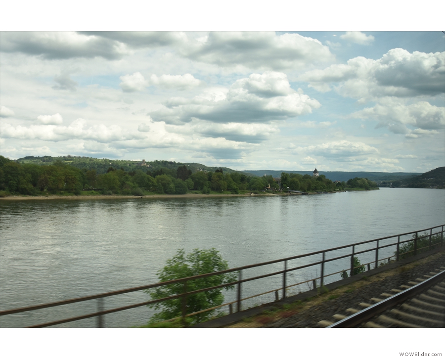 The views start almost immediately after leaving Koblenz, with the town of Lahnstein...