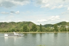 River traffic is very common on the Rhine, like this tour boat.