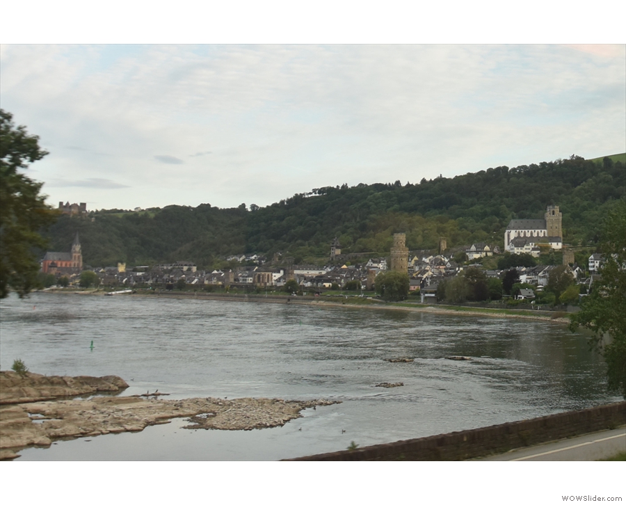 A cheeky look back at Oberwesel with the Ochsenturm (Bull Tower) by the water...