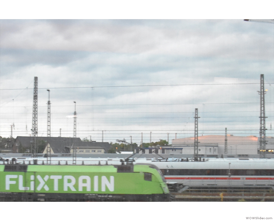 Passing the marshalling yards outside Köln (Flixtrain is one of number of private operators).