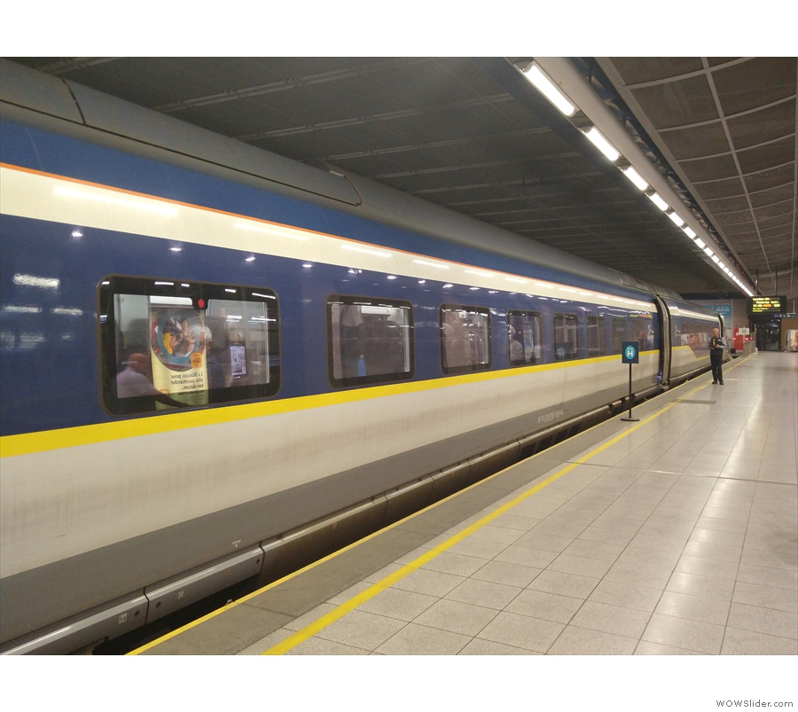 My Eurostar, an e320, at Brussels Midi. I was in the final coach, No. 16.