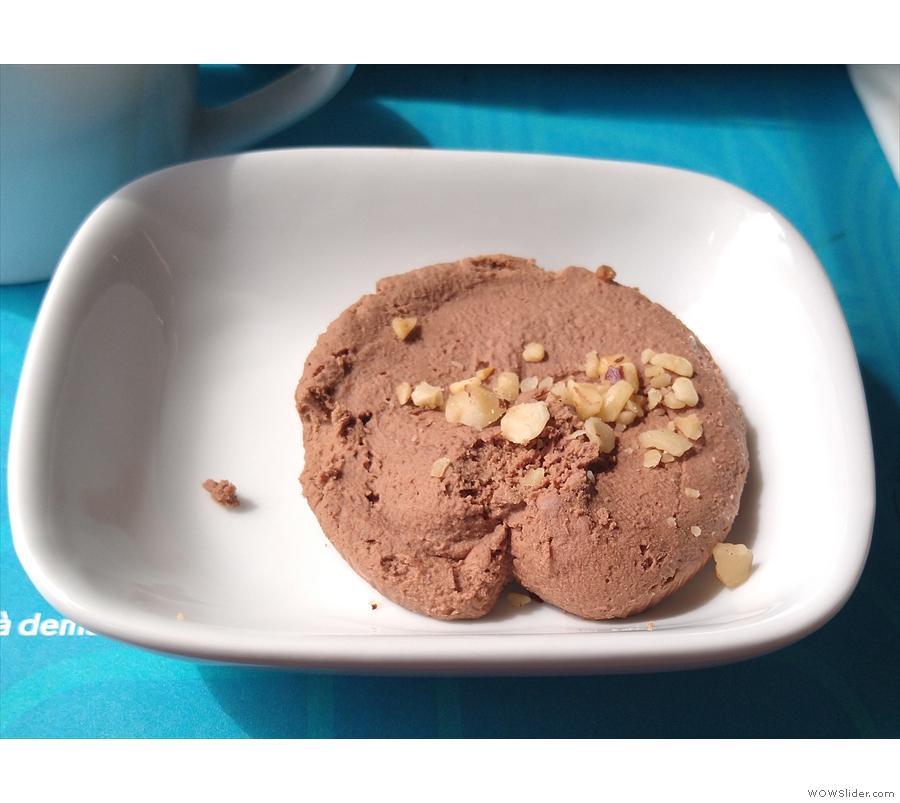I'll leave you with dessert, which looks like a cookie, but with the consistency of mousse.