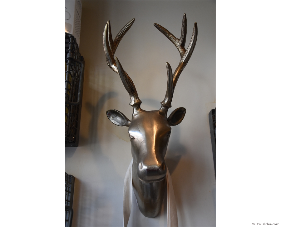 There's also a model of a stag's head mounted on the wall...