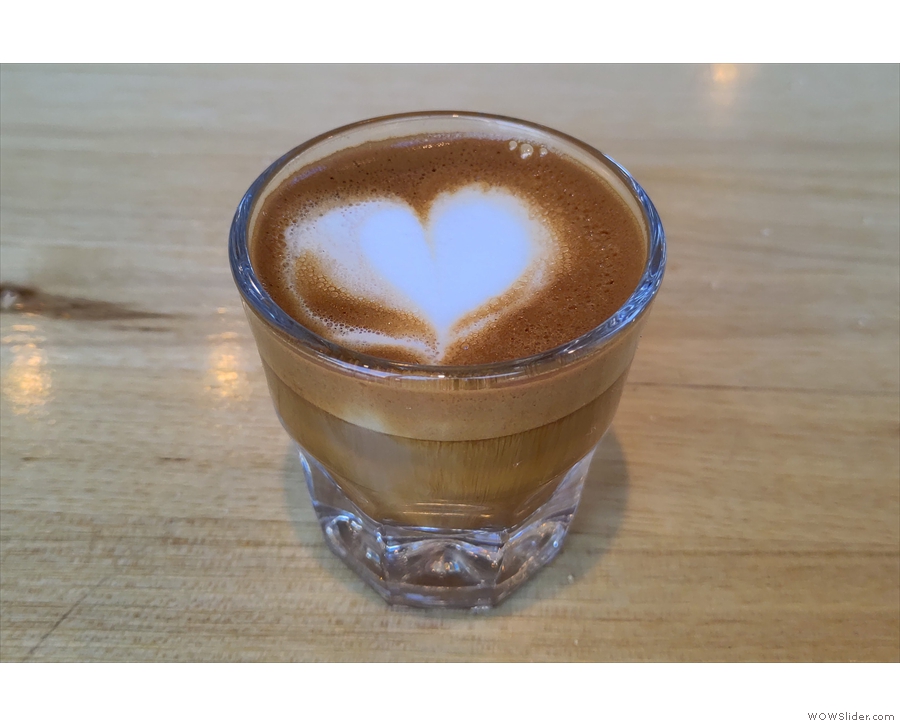 Down to business. I started with a cortado, made with the Cascade blend...