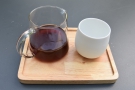 I started with a pour-over, the Gitwe from Rwanda, served in a carafe with the cup...