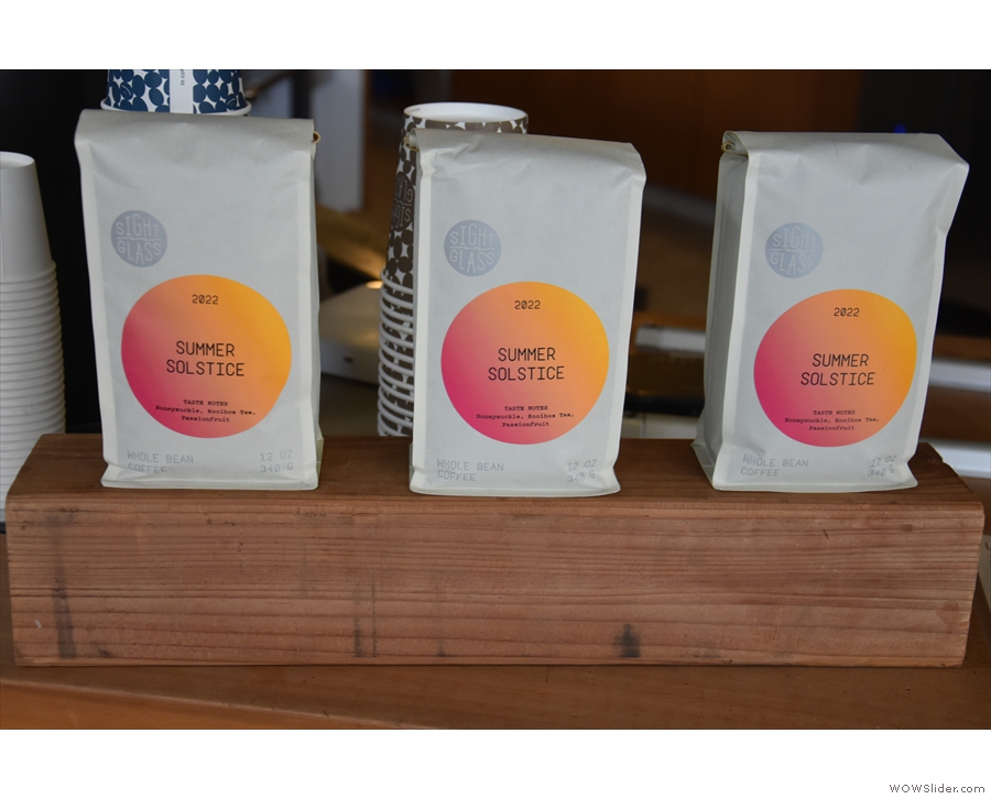 There's also more retail, with the seasonal Summer Solstice blend on the counter.
