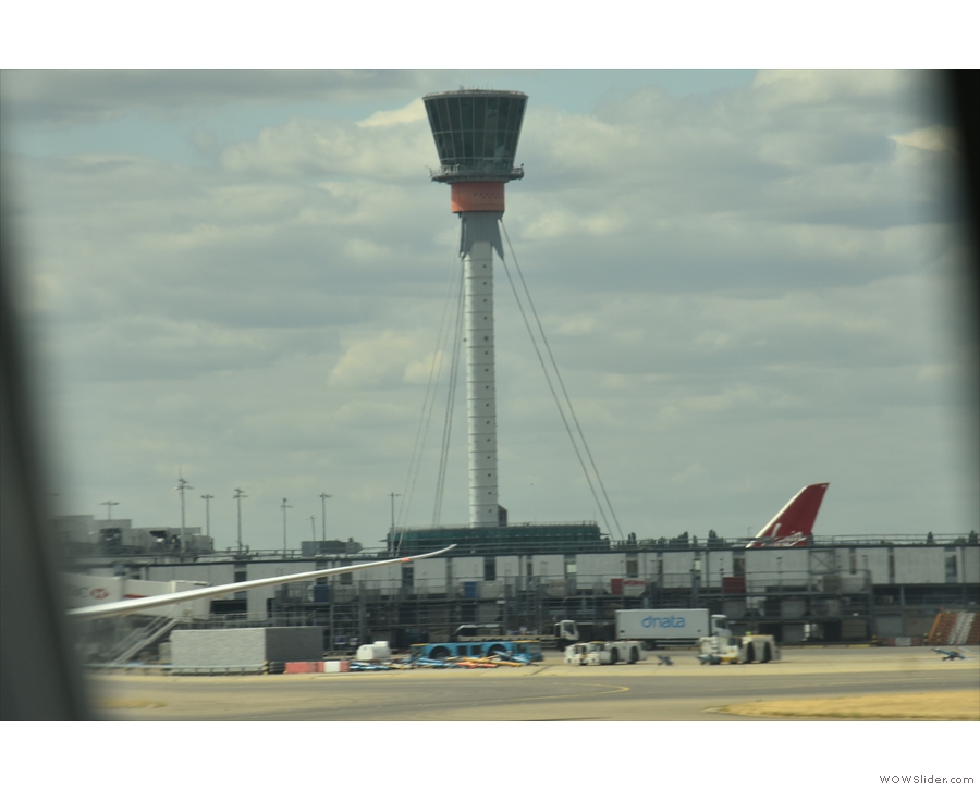 On we go, past the control tower in the middle of the airport...