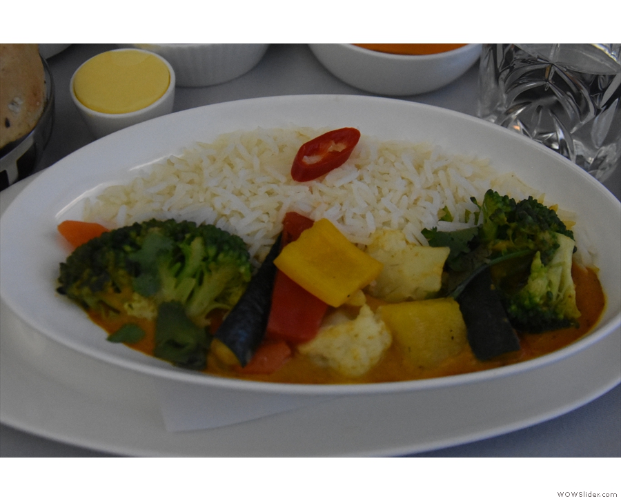 This is my main course, an excellent vegetable korma. I kept back my cheese & crackers...