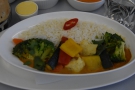 This is my main course, an excellent vegetable korma. I kept back my cheese & crackers...