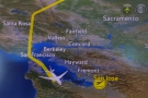 We flew south along the western edge of San Pablo Bay, then over San Francisco and...