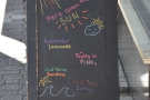 The colourful A-board shows off all the seasonal drinks.