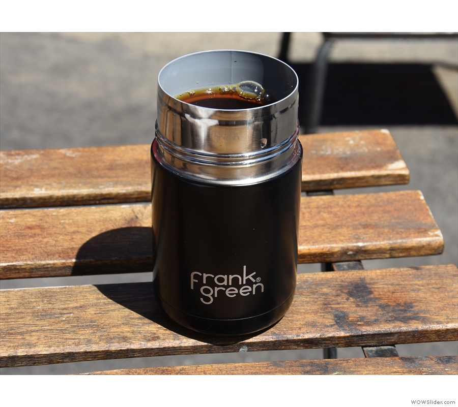 I had the Gogogu, a naturally-processed Ethiopian, served in my Frank Green Ceramic cup.