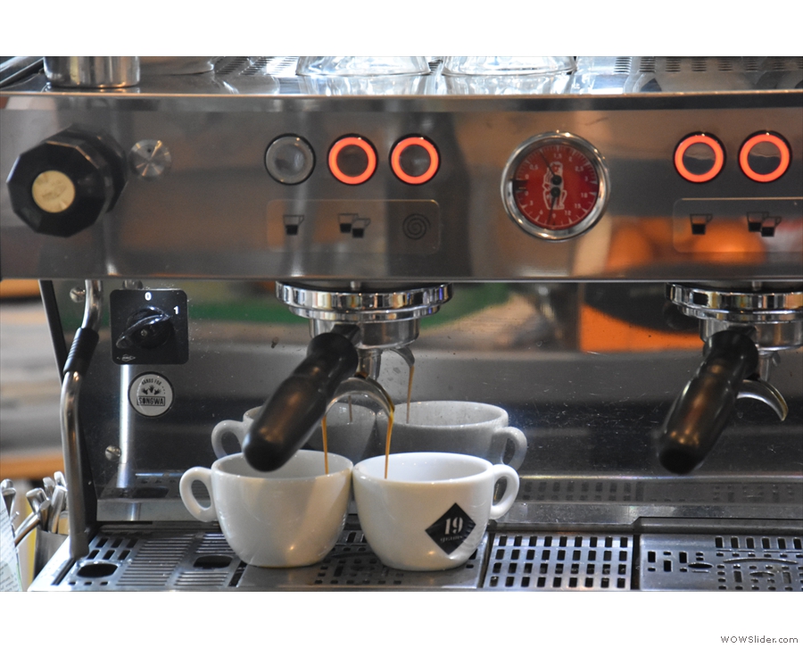 ... counter is that you can stand at the back and watch the espresso extracting.
