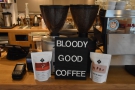 You can also see what's on espresso, the beans displayed next to the modest slogan.