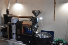 ... the roaster, which is behind the counter, where Patch roasts all the coffee each Monday.