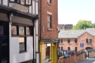 Looking down Meadow Place from Castle Gates in Shrewsbury. What's that in yellow?