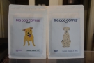 The retail bags are from one of the two featured roasters, in this case, Big Dog Coffee.