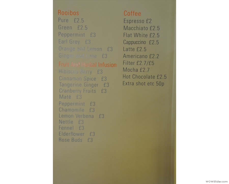 There's still space for a decent coffee menu though.