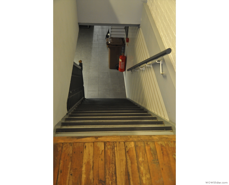 The basic layout is the same, with stairs leading down to the basement training area...