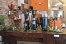 The three espresso grinders are around on the side (house blend, single-origin, decaf)...