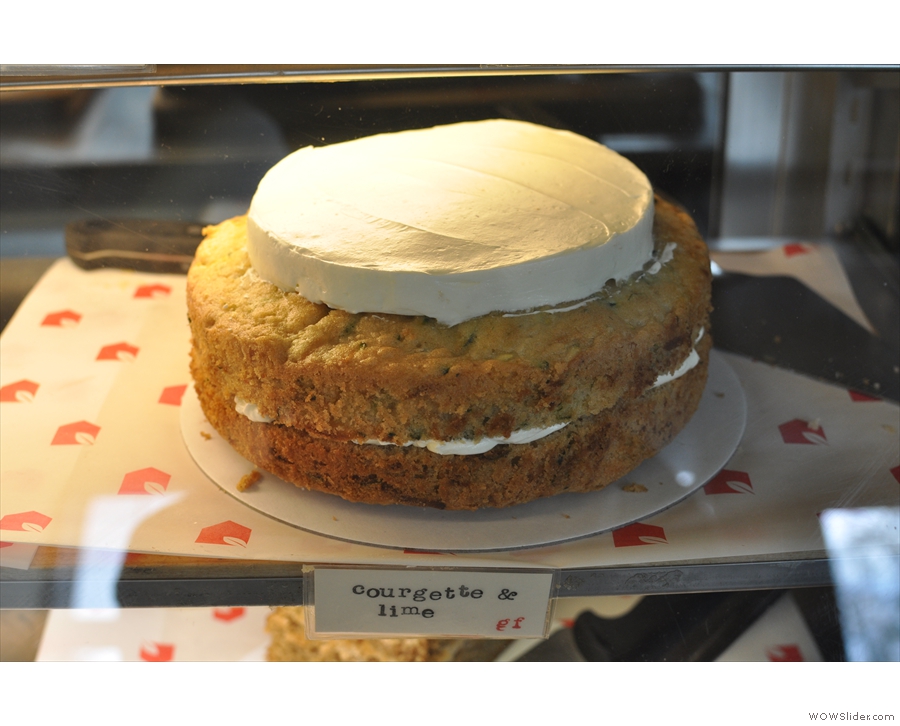 As well as the common place, there are more adventurous offerings, such as this courgette & lime cake.