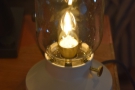 ... this modern take on an old oil lamp can be found on the counter.