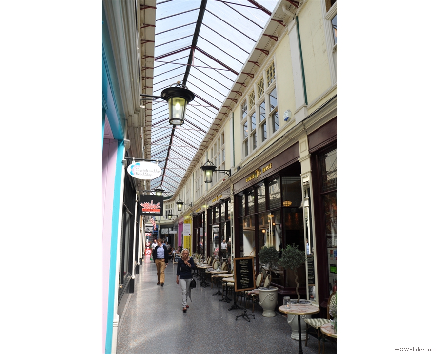 The High Street Arcade in Cardiff, home of the Barker Tea House...