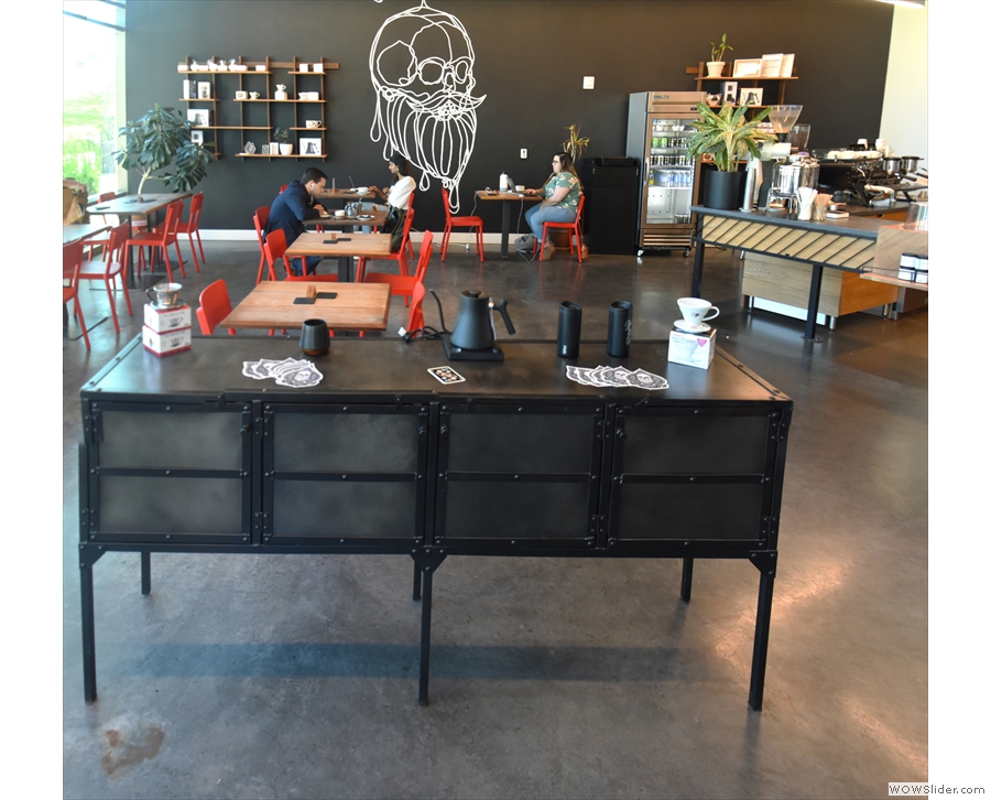 Stepping inside, this set of drawers/retail table greets you as you enter.