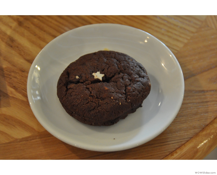 A chocolate cookie. Having passed on the cake, I felt obliged to eat this one.