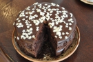 A close-up of the chocolate cake (for Claire).
