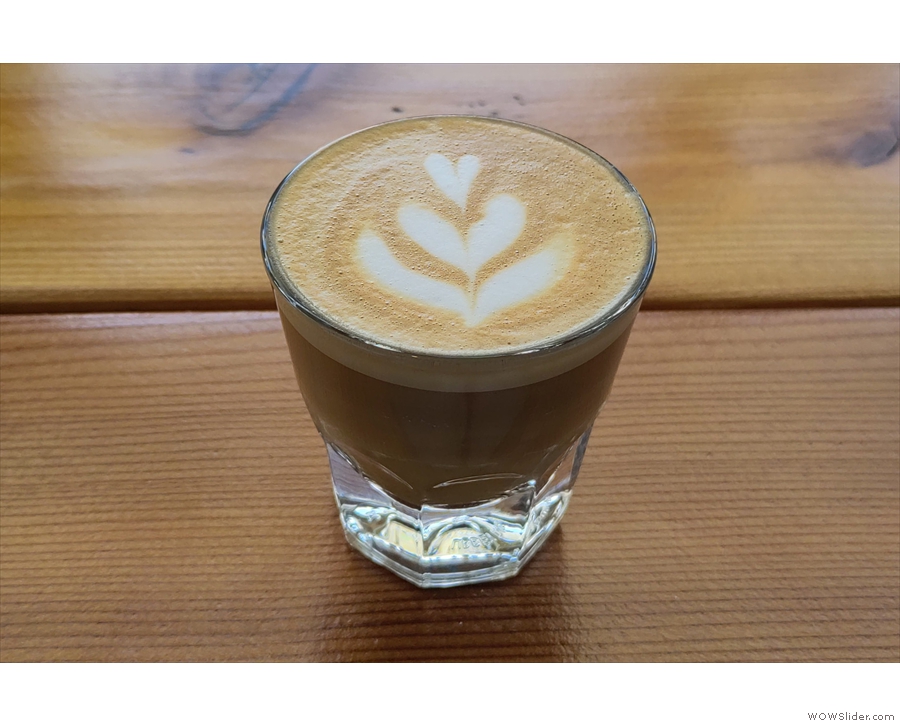 ... and my customary cortado, made with the Kenya Kairima from Sweet Bloom. 