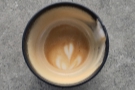 Again, the impressive latte art held to the bottom of the cup.