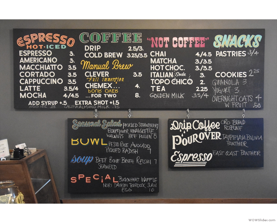 ... to the various menu boards of Sólo Espresso.