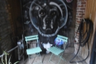 ... although this little seating area to the left has survived, as has the portrait of the dog...