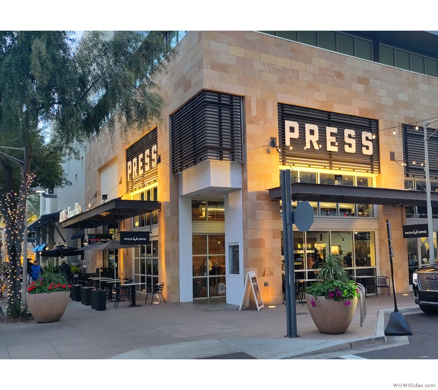A familiar name in a (slightly) new location: Press Coffee, Scottsdale Quarter.
