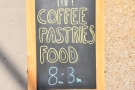 The A-board gives it away: it's Regroup Coffee + Bicycles. As befits the bicycles part...
