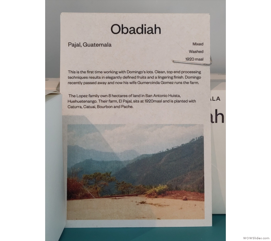 On my return the following day, I had a V60 made with this coffee from Obadiah...