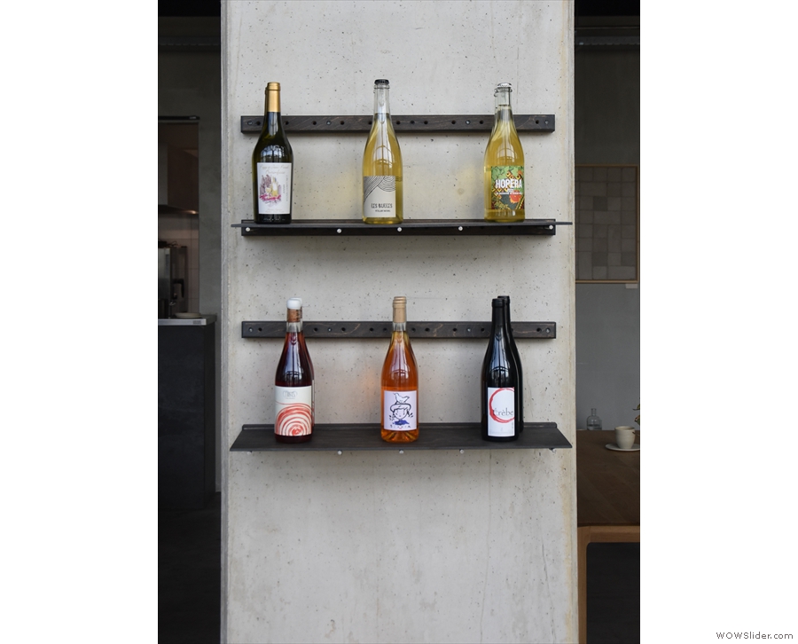 ... wine displayed on the wall.