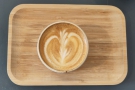 ... beautifully presented on a tray with equally beautiful latte art.