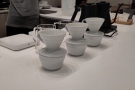 ... then comes the pour-over station and its V60s, scales and kettles.