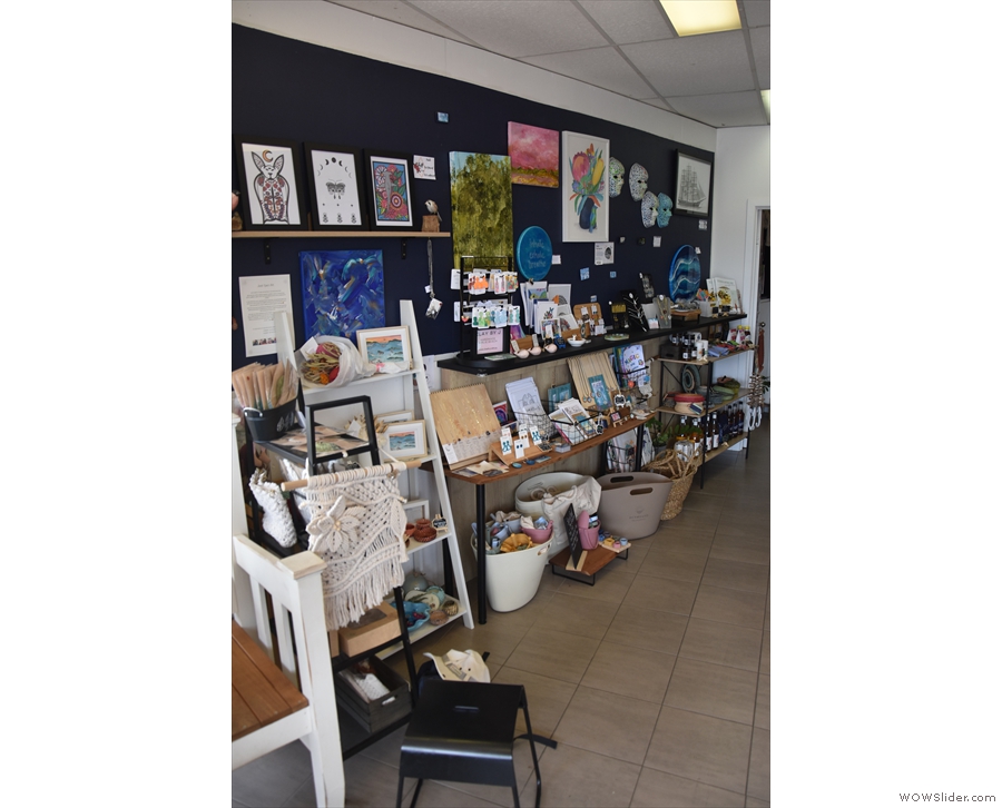 This is where you'll find various items for sale, showcasing local artists and producers.