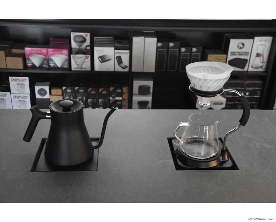 Pour-over, meanwhile, is at the left-hand end, where you'll find this fancy stand.