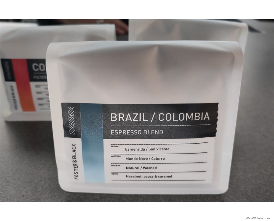 My coffee was made with the house blend, a mix of beans from Brazil and Colombia.