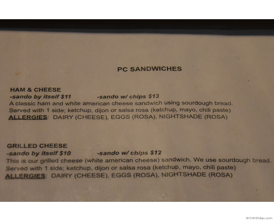 ... with a limited selection of sandwiches, which you can also have to eat in.