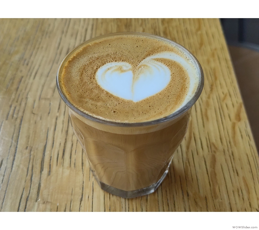 Moving on to my most recent visit, I had this lovely cortado, again made with the...