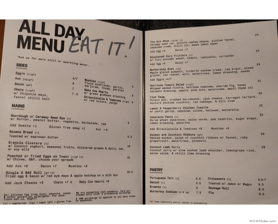 ... and two pages for the all-day brunch menu...