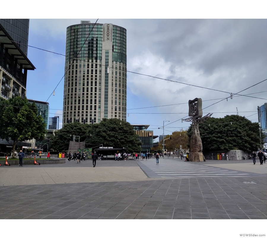 The open spaces of Queensbridge Square on the south bank of the Yarra River.