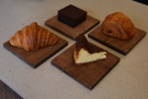 ... arranged these on the counter for me: pastries, cheesecake and a chocolate cookie.