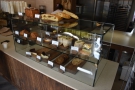 Next comes this handsome glass display case, stuffed with pastries, cakes and sandwiches.