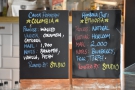 You'll also find the current single-origin options on these two chalkboards.